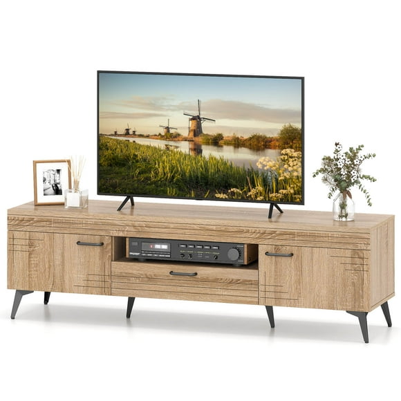 Costway TV Stand for 65 Inch TVs Modern Entertainment Center w/Drawer 2 Storage Cabinets