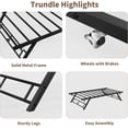 thumbnail image 4 of Tamaño individual pop-up trundle marco de cama con lockable casters. foldable metal platform in negra color., 4 of 6