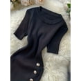 thumbnail image 2 of S - XL Women's Casual Slim Fit Ribbed Knit Midi Dress with Shortsleeves, 2 of 5
