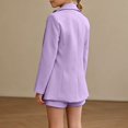 thumbnail image 6 of xaweyi Girls Solid Color Blazer Short Suit 2‑Piece Open Front Coat & Rolled Hem Shorts Dressy Casual Outfit for Kids Size 5-6 Years, 6 of 7