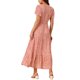 thumbnail image 3 of Vestidos de verano casuales para mujer INSPIRE CHIC, vestido maxi floral de cuello en V, con abertura en el dobladillo y mangas cortas, talla XL, rojo coral, 3 of 5