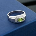 thumbnail image 3 of Gem Stone King Men's Green Peridot and White Created Sapphire Ring for Men in 925 Sterling Silver | 1.49 Cttw | Gemstone August Birthstone | Oval 8X6MM | Size 12, 3 of 3