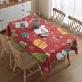 thumbnail image 2 of Merry Christmas Tablecloth Waterproof Spillproof Tablecolths Table Covers Colorful Balls Pine Trees Snowflake Table Cover for Party Picnic Dinner Decor Rectangle,60x84inches, 2 of 5