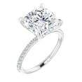 thumbnail image 4 of Pompeii 3 1/2 Cushion Moissanite and Diamond Engagement Ring 14k White Gold (G/H,SI1-SI2), 4 of 4