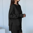 thumbnail image 6 of Mohiass Oversized Sweatshirt for Women Thumbhole Side Slit Crewneck Sweatshirts Fall Fashion Comfort Fleece Pullover Hoodies Black XL, 6 of 7