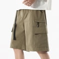 thumbnail image 4 of TEAJOPSUU Men's Cargo Shorts Plus Size Casual Elastic Waist Drawstring Quick Dry Gym Beach Sports Shorts with Pockets F-Green, 4 of 6