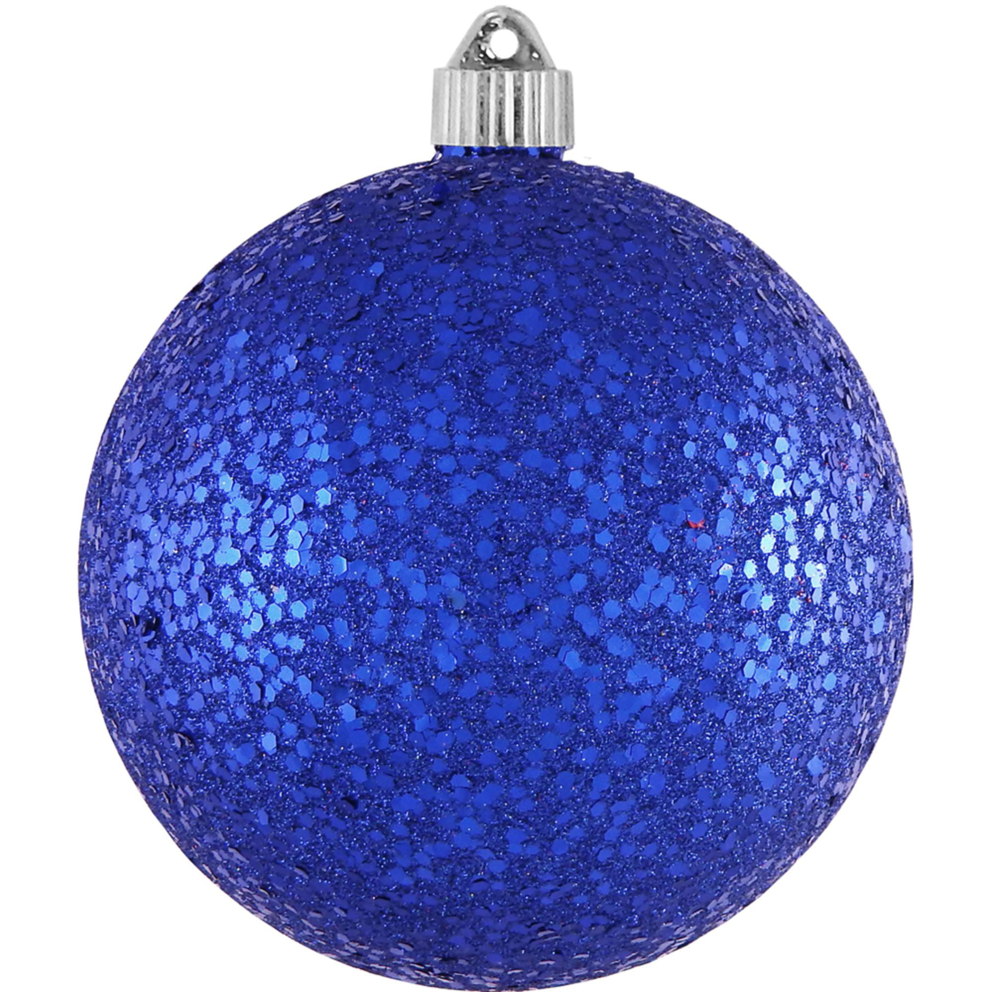 2ct Dark Blue Shatterproof Glitter Christmas Ball Ornaments 6&amp;quot; (150mm ...