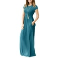 thumbnail image 3 of HAOMEILI Women Short Sleeve Loose Plain Maxi Dresses Casual Long Dresses with Pockets, 3 of 7