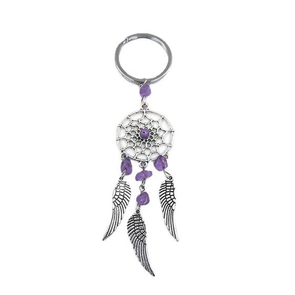 Ethnic Vintage Natural Stone Dream Catcher Wing Keychain Keyring Keyholder Pendant Phone Car Keychain for Women