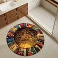 thumbnail image 4 of Dinosaur Rug Non-Slip Floor Mat, Crystal Velvet Round Area Rug, Cave Design Home Decor, Soft Microfiber Carpet for Living Room Bedroom Library, Anti-Skid TPR Backing Washable Decorative Rug Mat, 4 of 6
