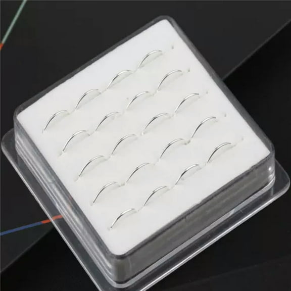 EOEMY Wholesale 20Pcs 1 Box Crystal Silver Gold Nose Stud Ring Hoop Body Piercing-Silver