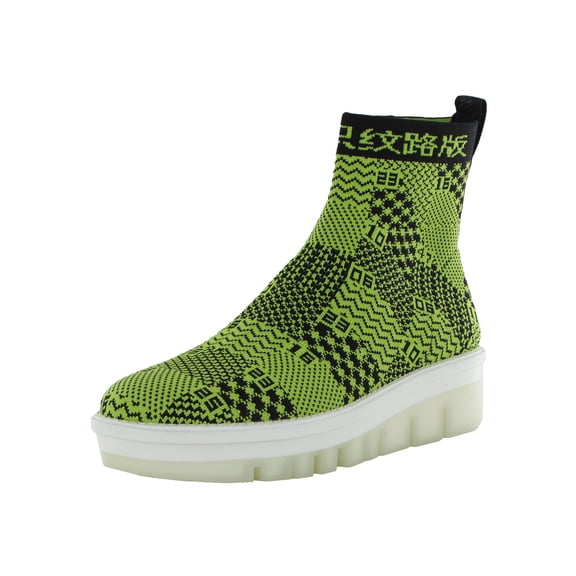 Fitflop Womens Swatchbook Sock Boot Shoes, Lime Green/Black, US 7