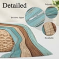 thumbnail image 2 of Farmhouse Aqua Brown Pillow Covers, Linen Long Throw Pillow Case, Vintage Wooden Striped Holiday Pillow Protector Decorative Cushion Cover for Living Room/Bedroom 20" x 30", 2 of 8