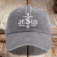thumbnail image 2 of Baseball Caps For Men Women Washed Cotton Baseball Cap With Jesus Cross Print Adjustable Religious Unisex Hat For Grey A, 2 of 3