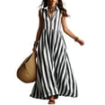 thumbnail image 5 of Women's Casual Sleeveless Lapel Striped Dress with Pockets, Lightweight Fashion, 5 of 6