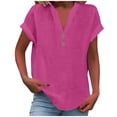 thumbnail image 1 of Hot Sale!! Mode Décontractée pour Femmes Col en V Boutonné Manches Courtes T-Shirt, 1 of 6