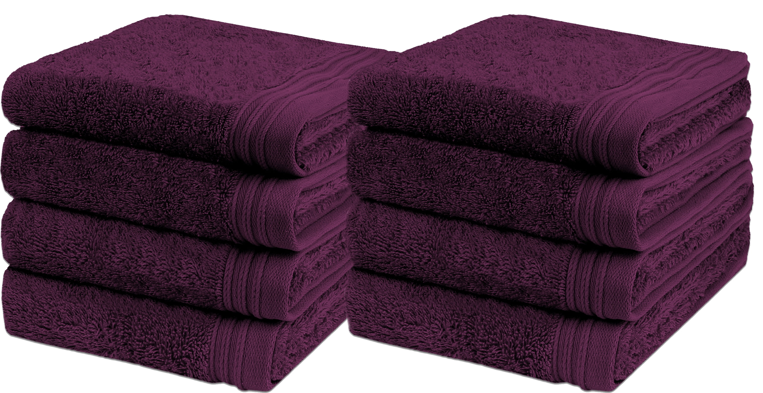 Premium Towel Set of 8 Hand Towels 18" x 30" Color Plum 100 Cotton