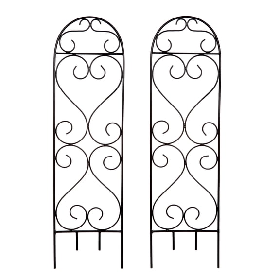 HOSLEY 7.5 in x 27 in Black Iron Arch Shape Trellises (2 Count)