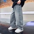 thumbnail image 5 of TOWED22 Boys Wide Leg Cargo Jeans Baggy Loose Denim Pants Elastic Drawstring Waist with Utility Pockets Blue,9-10 Y, 5 of 9