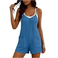 thumbnail image 6 of Taqqpue Womens Casual Rompers Solid Color Overalls Shorts Summer Sleeveless Spaghetti Strap Jumpsuits for Women Casual Shorts with Pockets, 6 of 10
