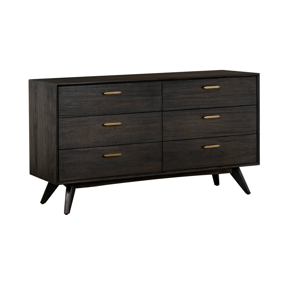 Baly Acacia MidCentury 6 Drawer Dresser