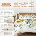 thumbnail image 6 of Pastoral Floral Plant Bedding Duvet Cover Set Full Size 4 Pieces Sage Sunflower Eucalyptus Leaves White Bedding Set with Zipper Closure, 1 Comforter Cover 86x86 Inches 1 Flat Sheet & 2 Pillow Cases, 6 of 7