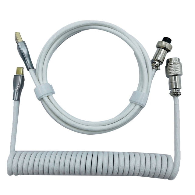 Cable De Teclado En Espiral, Cable De Teclado Para Juegos Profesional Con Diseño De 2 Etapas, Malla Tejida De Doble Capa, Conector Resistente, Fácil De Almacenar, Autobloqueo