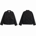 thumbnail image 3 of Women'S Lightweights Quilted Jacket Casual Button Down Puffer Outerwear Leopard Lined Coats with Pockets Black S, 3 of 9