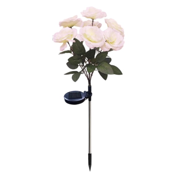 Kugisaki 7 LED Solar Lights Rose Flower Lights Outdoor Waterproof Plastic Garden Stake Lights with Auto Off for Yard Pathways Decor