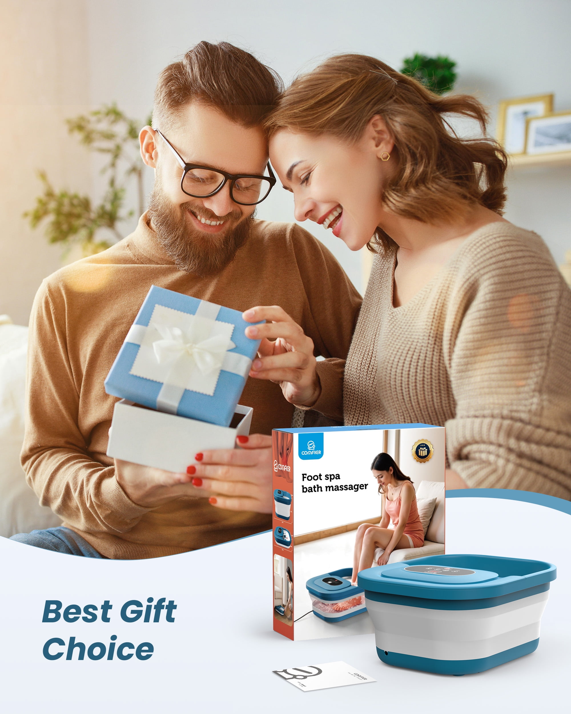 Comfier Foot Spa Bath Massager with Heat, Collapsible Foot Care Soaker Tub for Relaxation, Gifts