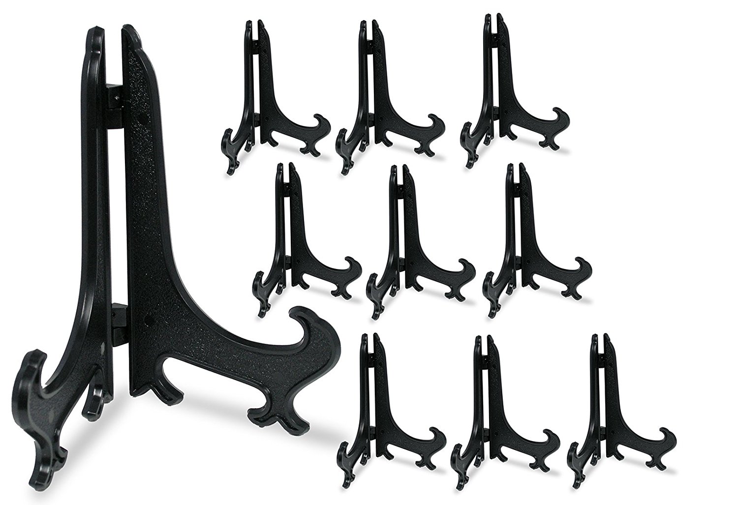 5" Black Plastic Easel Pack of 10 Display Easels Curved Folding