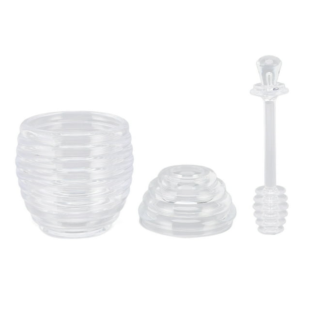 Tarro de miel transparente con forma de abeja de plástico, con varilla agitadora, accesorios de cocina para el hogar