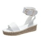 thumbnail image 2 of Sandalias de mujer con hebilla de Metal tejido de paja de suela gruesa de tacón inclinado de verano para mujer Wmkox8yii  nm8611, 2 of 9
