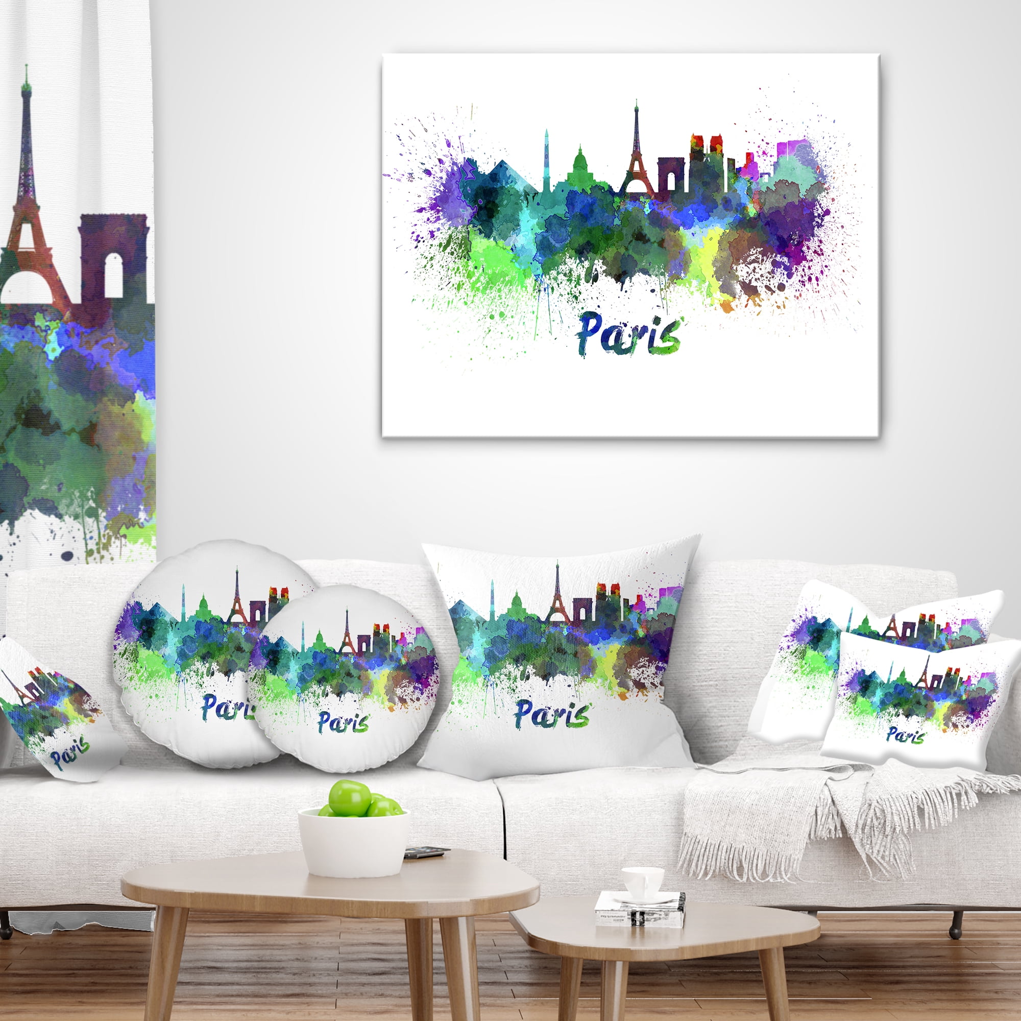 Designart Paris Skyline - Cityscape Throw Pillow - 16x16