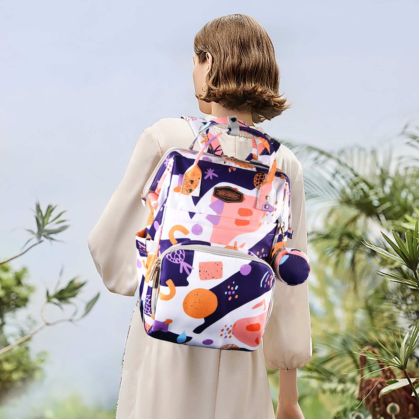Diaper Bag Backpack, 15.6 Inch Large Waterproof Travel Mom Bag with Portable Changing Pad Baby Bag