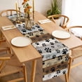 thumbnail image 3 of Cute Dog Claws Table Runner - 120 Inch Long, Kitchen Dining Table Runner Dresser Scarves, Farmhouse Brown Grey Wooden Puppy Pawprints Farmhouse Decor for Coffee Tables Wedding Party Banquet, 3 of 8