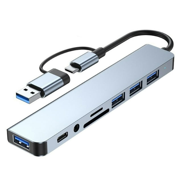 Adaptador 8-in-2 USB A & USB C HUB TUPO-C ESTACIÓN DE ACOPAMENTO MultipLATA