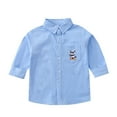thumbnail image 4 of Atogsazn Kids Boys Cotton Shirt Children Button Long Sleeve Shirts Fashion Casual Lightweight Clothes 02-Light Blue 6-7 Years on Clearance, 4 of 5