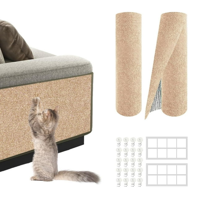 Alfombrillas para rascar gatos almohadillas para orejas recortables para sofá, pared, puertas y muebles, cubierta duradera antiarañazos para torres de gatos y almohadillas para orejas de repuesto