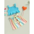 thumbnail image 2 of Toddler Baby Girl Skirt Set Summer Outfit Cute Ruffle Crop Top Camisole Tanks A Line Floral Skirts Clothes with Belt, 2 of 8