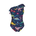 thumbnail image 7 of Fotbe Dinosaur Flowers Women's One Piece Swimsuits One Shoulder Swimwear Ruched Tummy Control Bathing Suits Cutout Monokini-XX-Large, 7 of 7