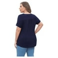 thumbnail image 4 of FOLUNSI Women's Plus Size Summer Tops Short Sleeve Lace Pleated Blouses Tunic Tops M-4XL, 4 of 9