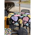 thumbnail image 4 of Outdoor Tablecloth with Umbrella Hole and Zipper, Easter Eggs Square Table Cloth 54x54 Inch Waterproof Tablecloth, Cute Colorful Farmhouse Love Black Picnic Table Cover for Patio Camping, 4 of 7
