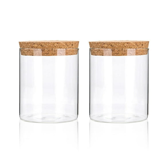 2 PCS Airtight Glass Storage Containers w/ cork Lid, Storage jar 3.9 in x 3.3 in