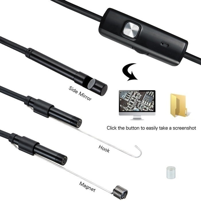 Hotbest 3in1 USB Endoscope UHD Inspection Camera IP67 Waterproof USB Borescope Android iOS, Size: 5 Medium / 16.4ft