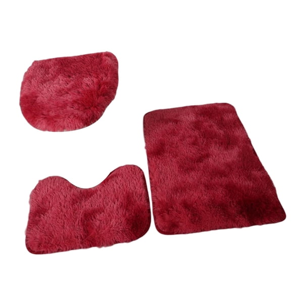 Juego de 3 alfombrillas de baño, tapa de inodoro, diseño elegante, juego de inodoro de tres piezas. rojo