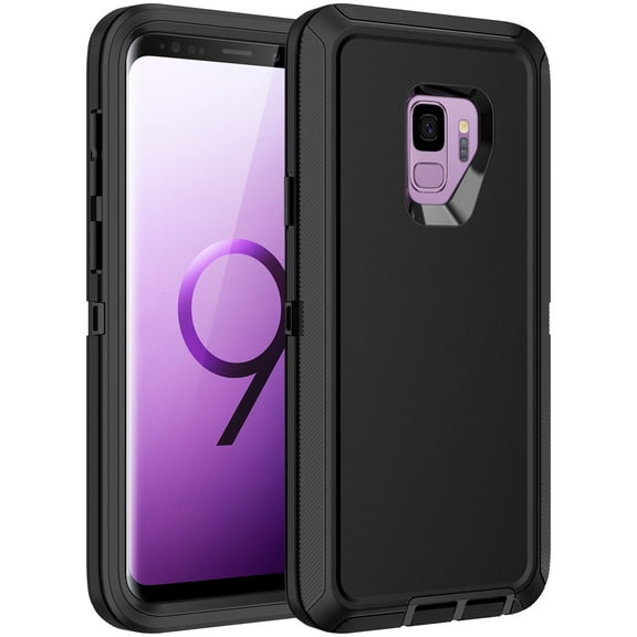 RegSun for Galaxy S9 Case,Shockproof 3-Layer Full Body Protection [Without Screen Protector] Rugged Heavy Duty High Impact Hard Cover Case for Samsung Galaxy S9,Black