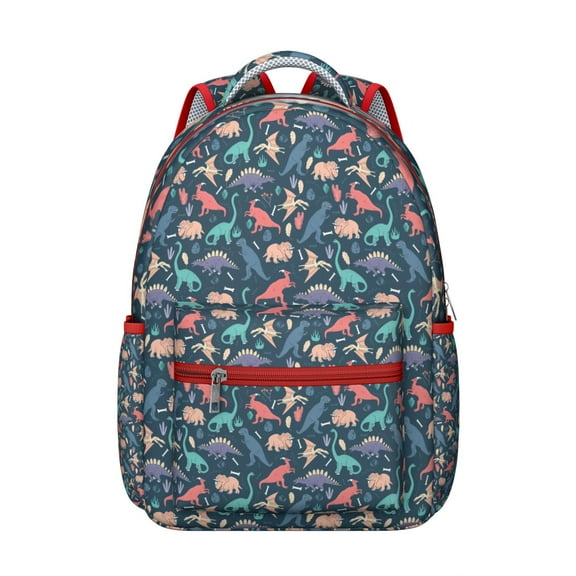Hand-drawn Dinosaur Print School Backpack Cute Cartoon Dino Pattern Watercolor Aesthetic Artistic Bookbag for Student