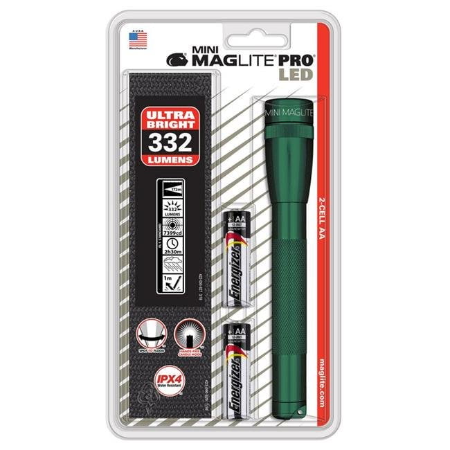 Maglite 3001551 332 Lumen Green LED Mini Flashlight AA Battery