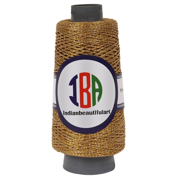 IBA Indianbeautifulart JuteLurexCordThread 100 Meter Spool 4ply Thread For DIY Crafts MetallicCordFor Christmas Tree Embellishment,Macram |Tawny Brown|Pack Of 1